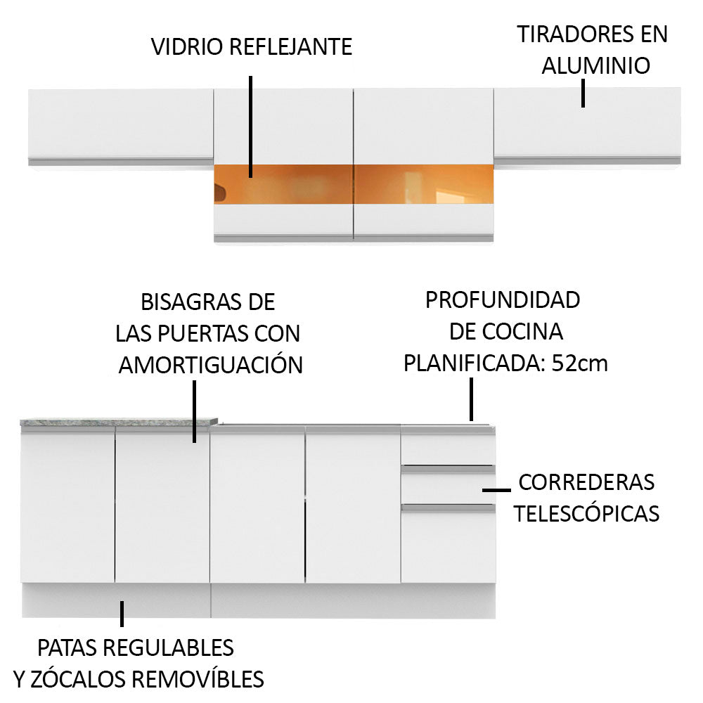 Cocina Integral Mariana 2.80 Metros Blanco