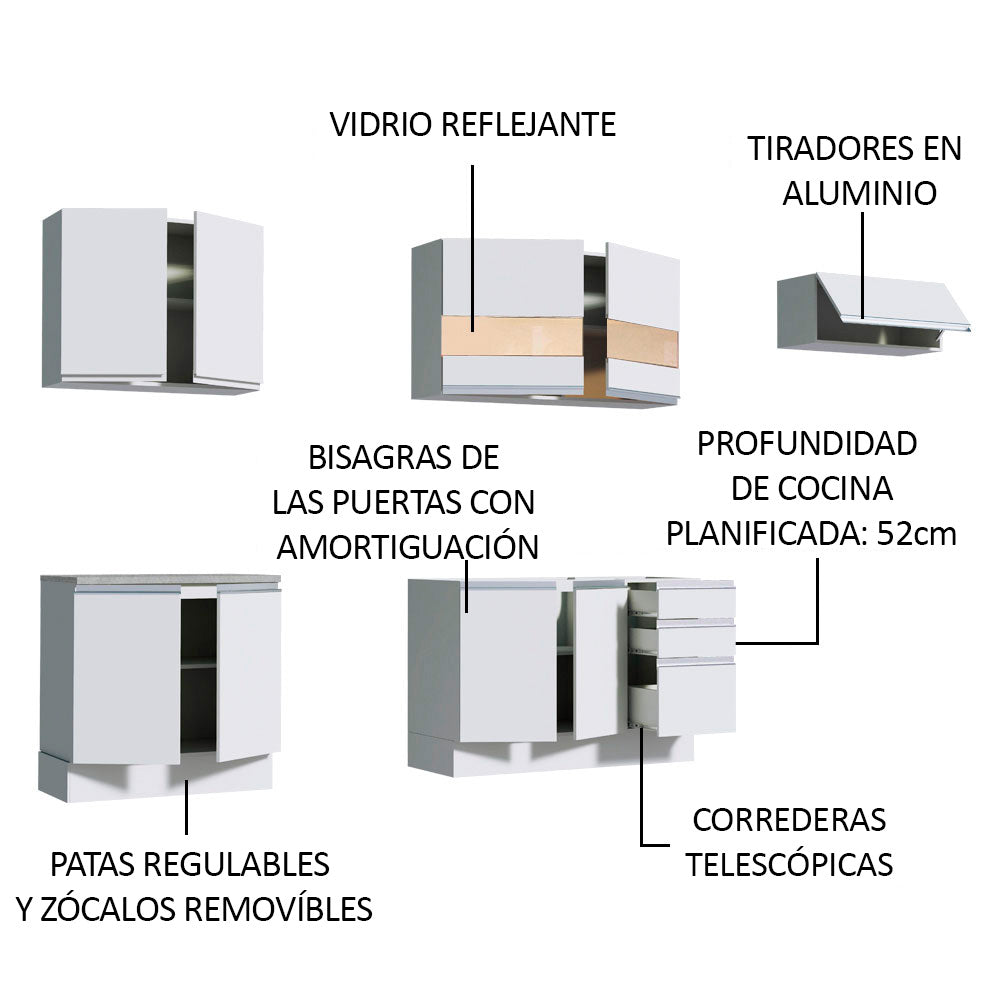 Cocina Integral Marcela 2.80 Metros Blanco