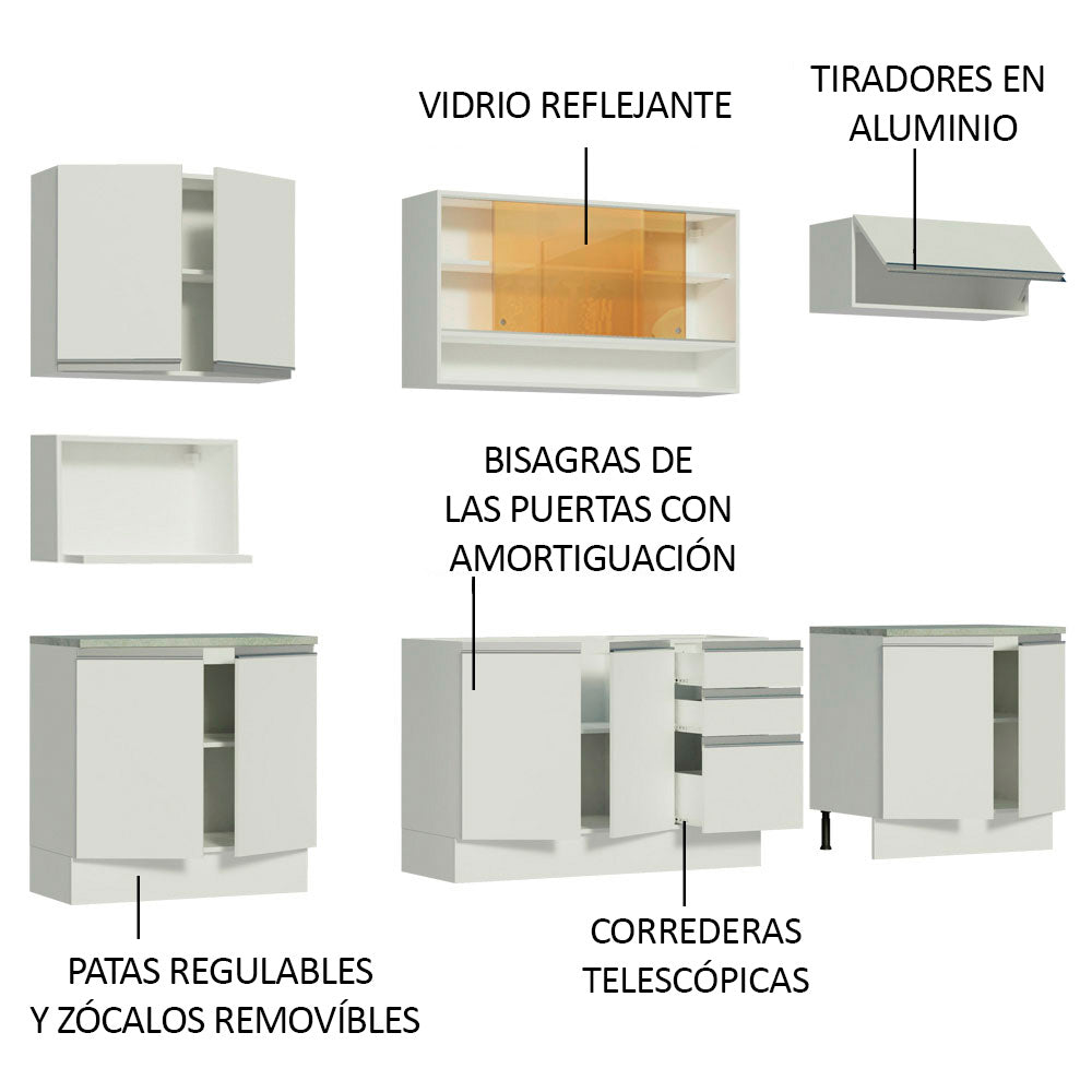 Cocina Integral Genova 2.80 Metros Blanco