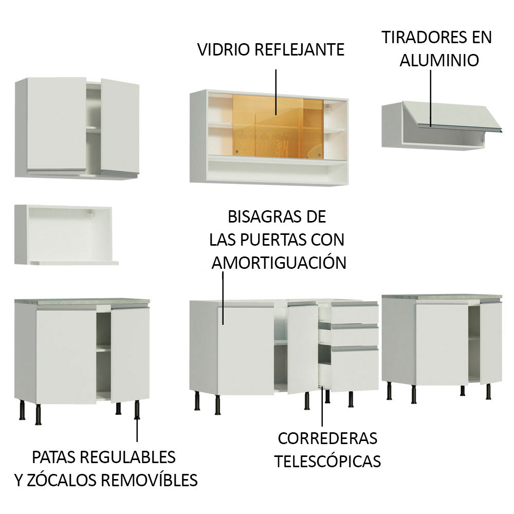 Cocina Integral Genova 2.80 Metros SR Blanco