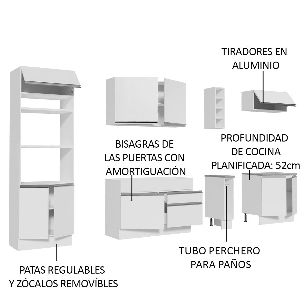 Cocina Integral Vicenza 2.90 m con Encimera Blanco 12