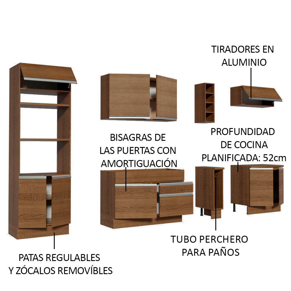 Cocina Integral Vicenza 2.90 Metros Marrón 02