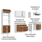 Cocina Integral Vicenza 2.90 m con Encimera Blanco/Marrón/Blanco 12