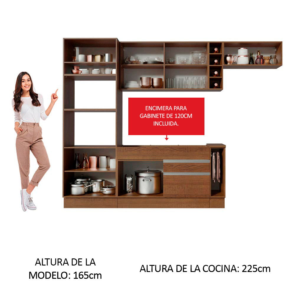 Cocina Integral Safira 2.90 m con Encimera 14 Marrón