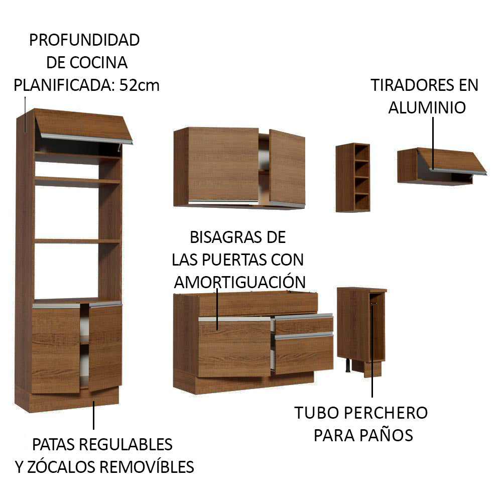 Cocina Integral Safira 2.90 Metros Marrón 04