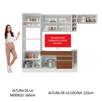 Cocina Integral Safira 2.90 m con Encimera 14 Blanco/Marrón/Blanco