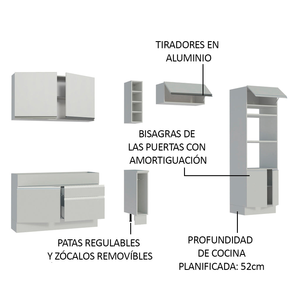 Cocina Integral Cristal 2.90 Metros Blanco 10