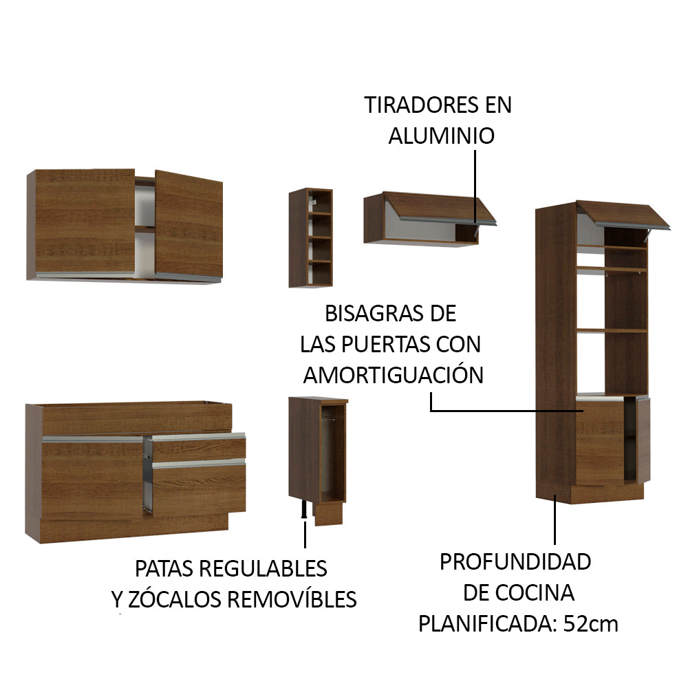 Cocina Integral Cristal 2.90 Metros Marrón 10