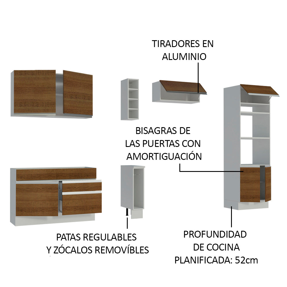 Cocina Integral Cristal 2.90 Metros Blanco/Marrón 10