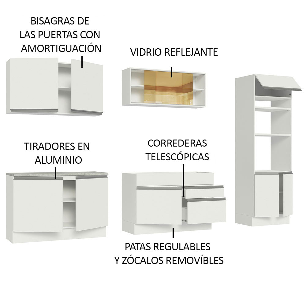 Cocina Integral Glamy 3.10 Metros Blanco 01