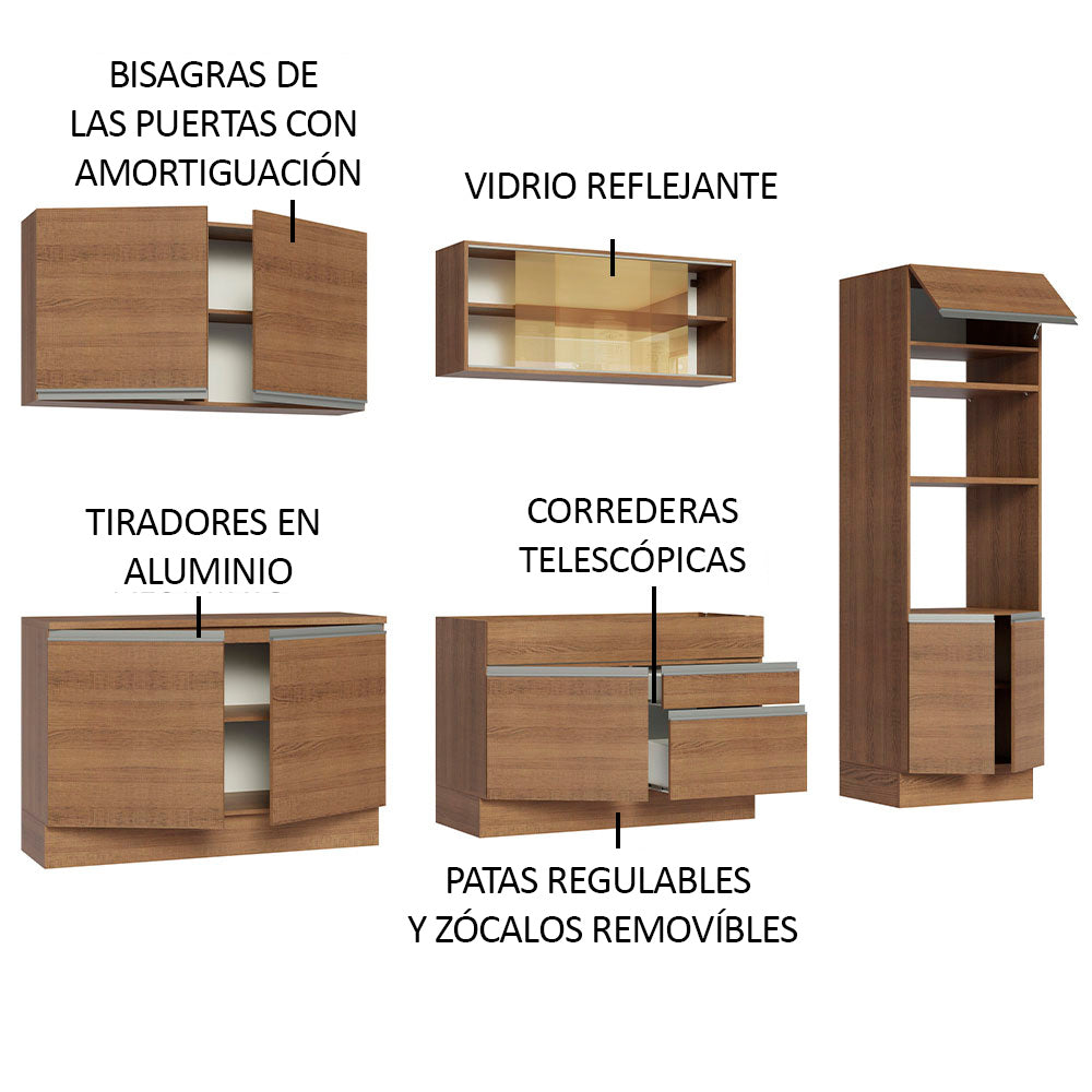 Cocina Integral Glamy 3.10 Metros Marrón 01