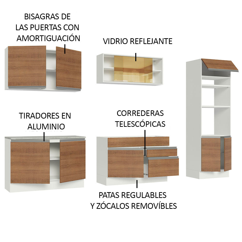 Cocina Integral Glamy 3.10 Metros Blanco/Marrón 01