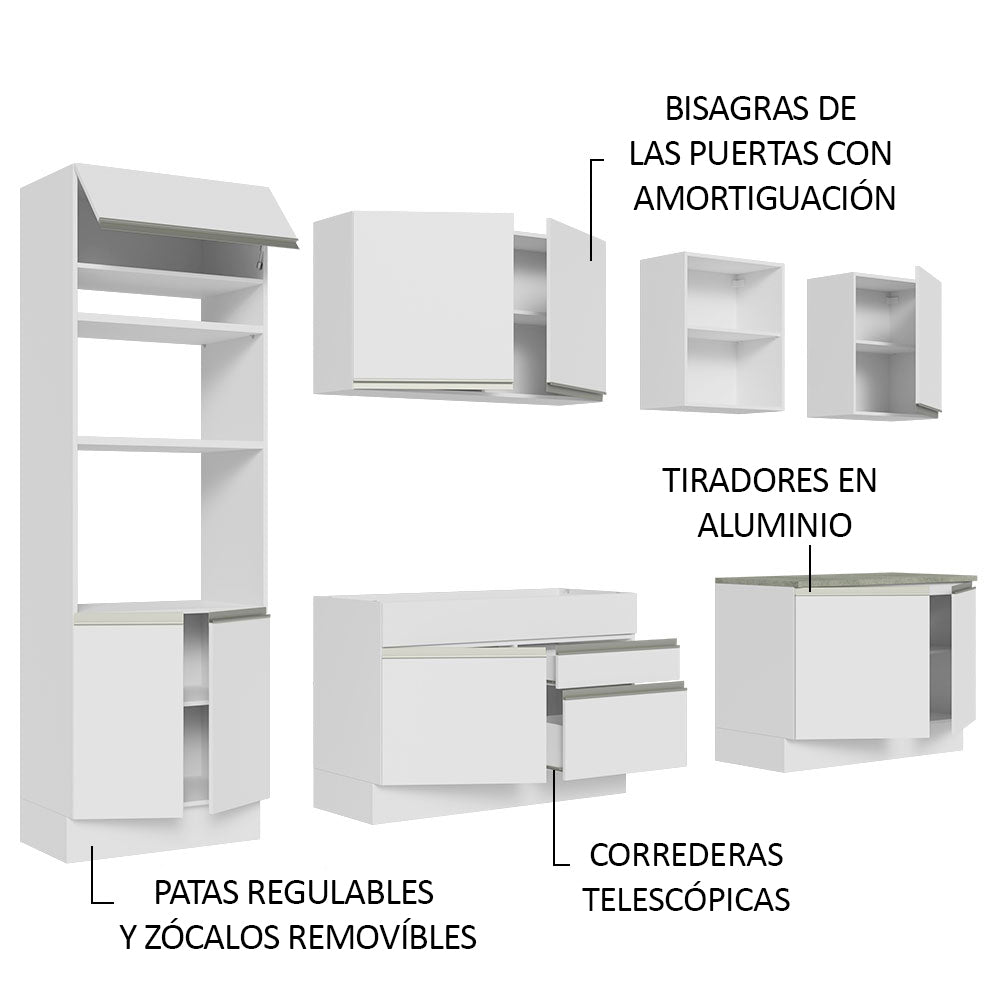 Cocina Integral Glamy 3.10 Metros Blanco 02