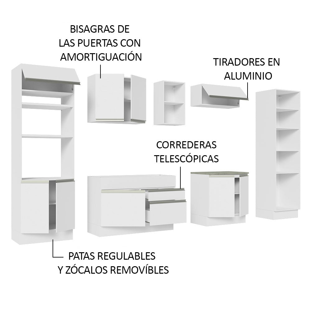 Cocina Integral Glamy 3.30 Metros Blanco