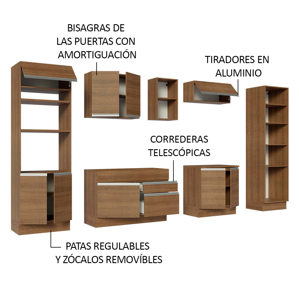 Cocina Integral Glamy 3.30 Metros Marrón