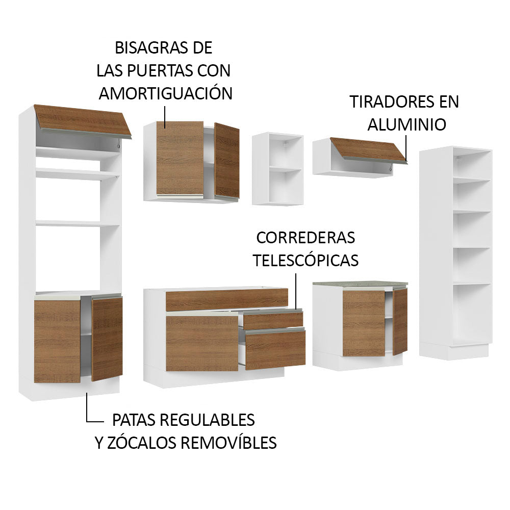 Cocina Integral Glamy 3.30 Metros Blanco/Marrón