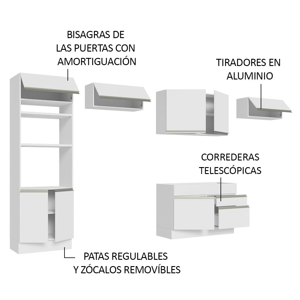 Cocina Integral Glamy 3.50 Metros Blanco