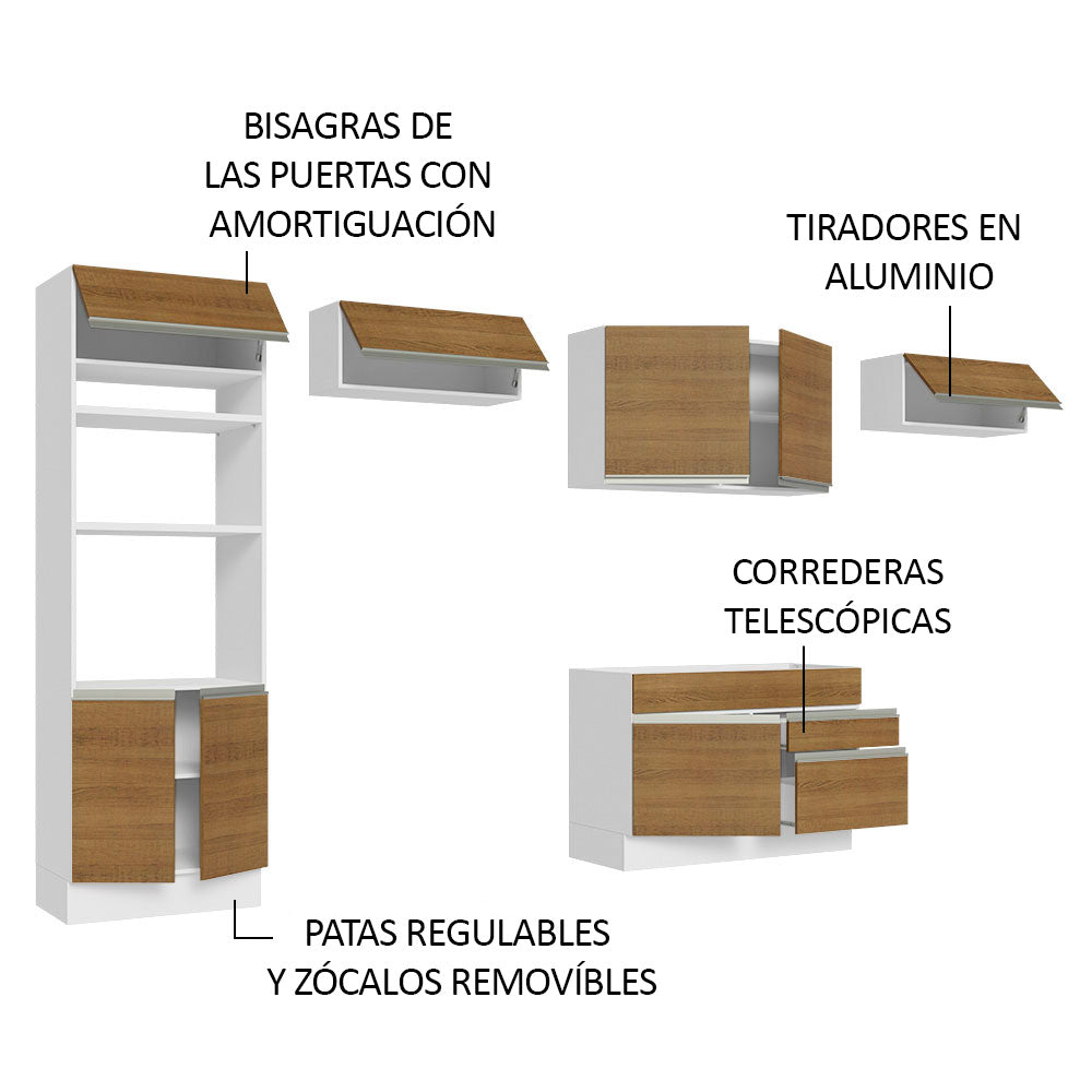 Cocina Integral Glamy 3.50 Metros Blanco/Marrón