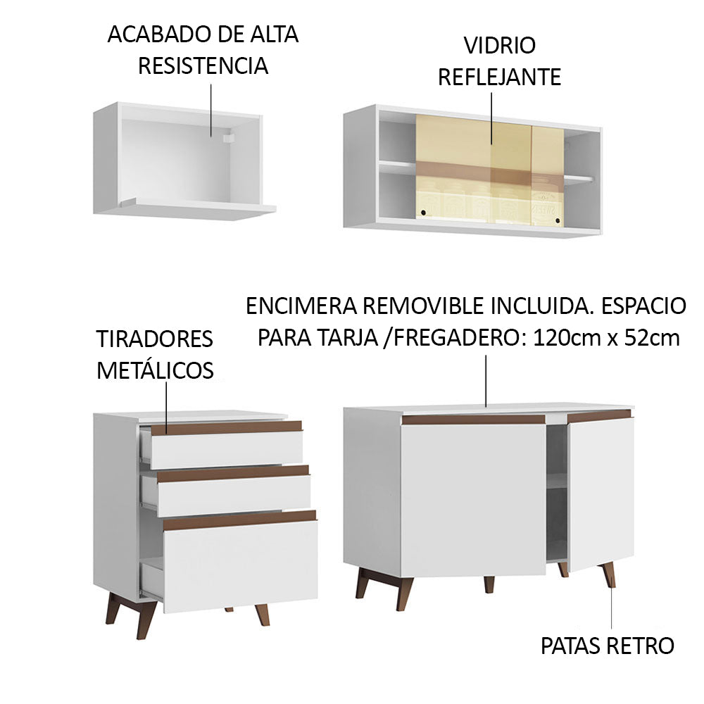 Cocina Integral Reims 1.80 m con Encimera Blanco 01