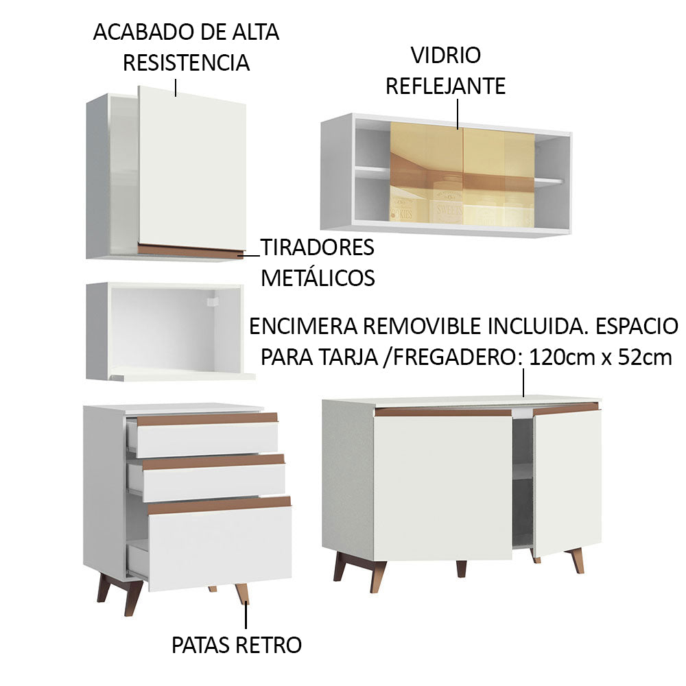Cocina Integral Reims 1.80 m con Encimera Blanco 02