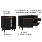 Kit 2 Muebles de Cocina Bajos Reims 1.90 m con Encimera Negro