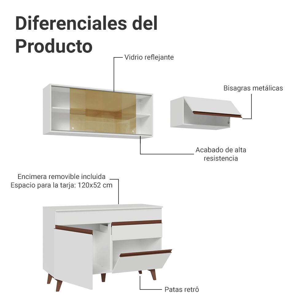 Cocina Integral Reims 1.90 m con Encimera Blanco 05
