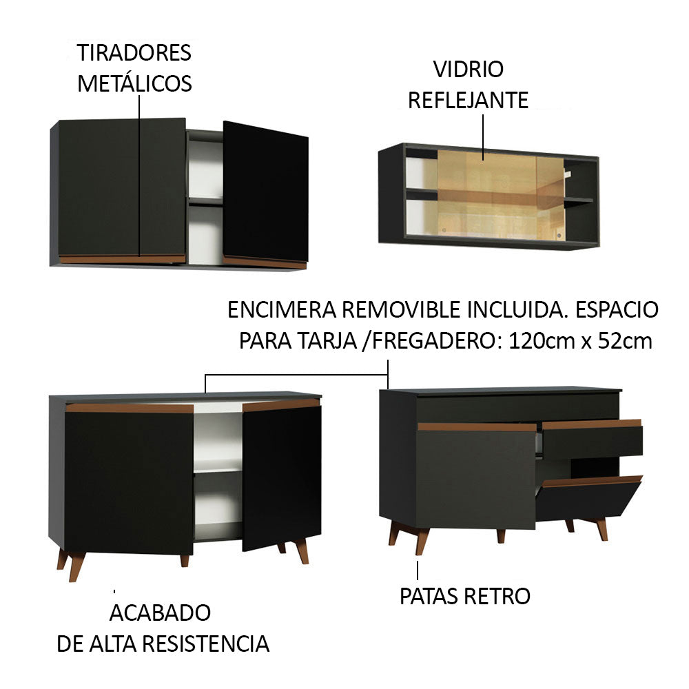 Cocina Integral Reims 2.40 m con Encimera Negro 01