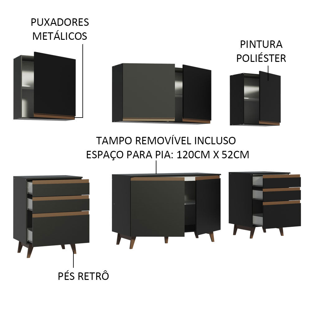 Cocina Integral Reims 2.40 m con Encimera Negro 02
