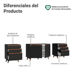 Kit 3 Muebles de Cocina Bajos Reims 2.40 m con Encimera Negro