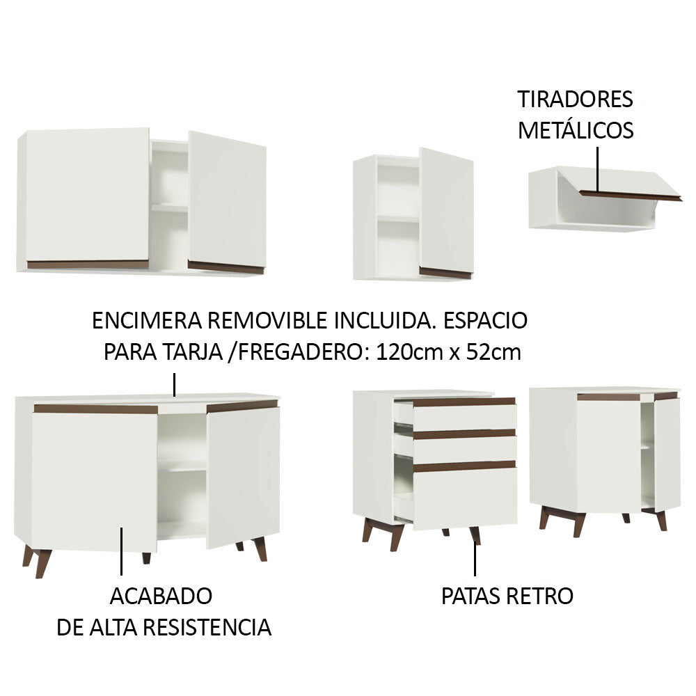 Cocina Integral Reims 2.50 m con Encimera Blanco 01