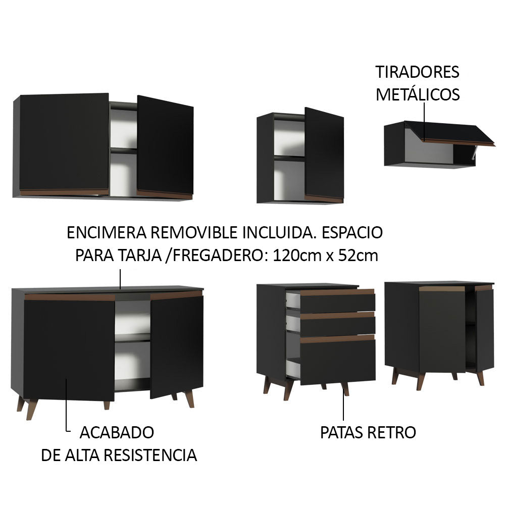 Cocina Integral Reims 2.50 m con Encimera Negro 01