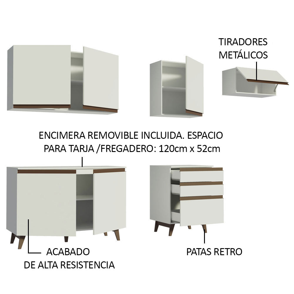 Cocina Integral Reims 2.50 m con Encimera Blanco 02