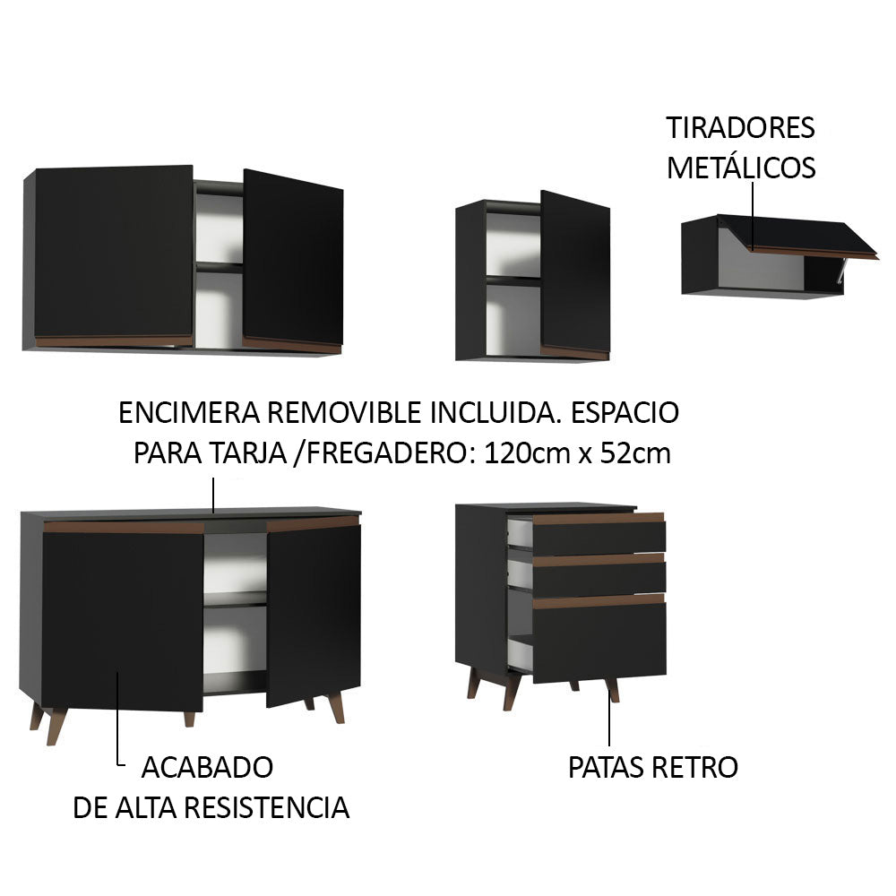 Cocina Integral Reims 2.50 m con Encimera Negro 02