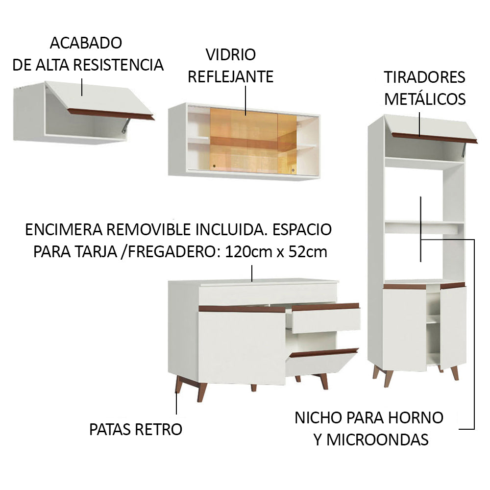 Cocina Integral Reims 2.60 m con Encimera Blanco 01