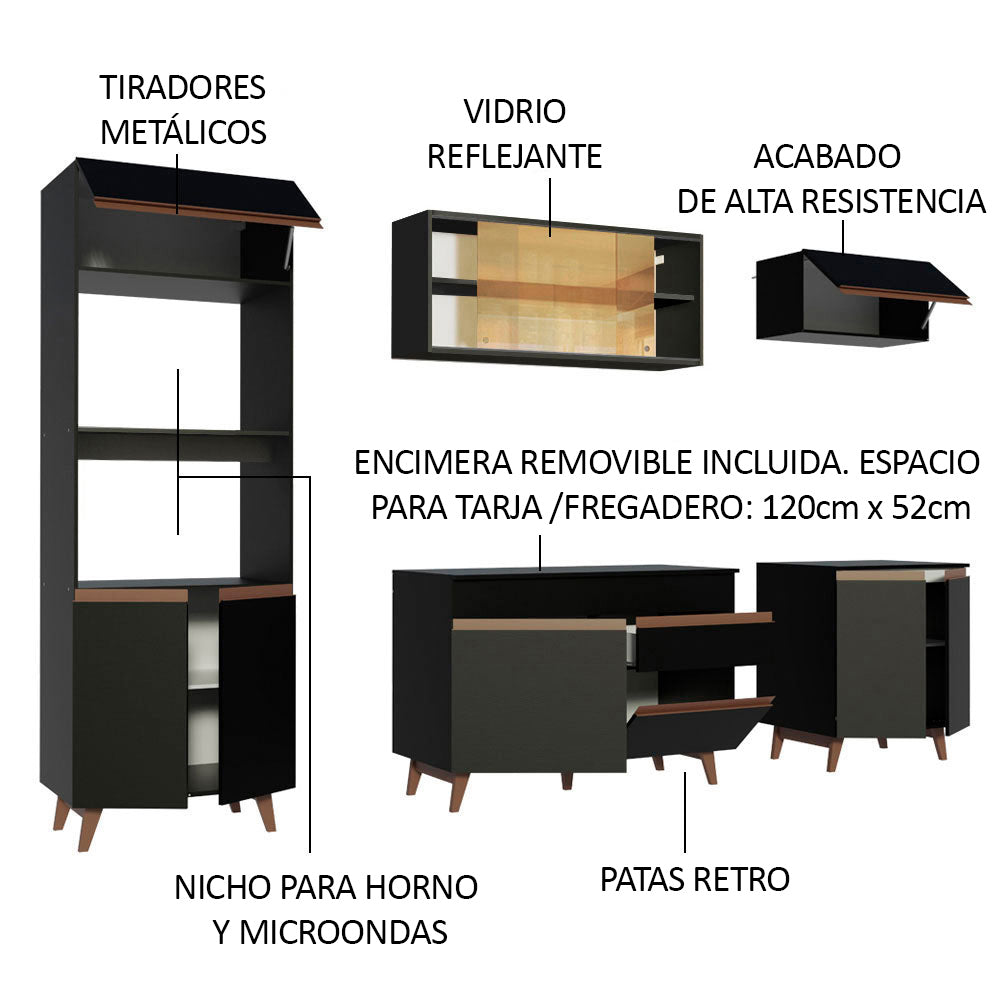Cocina Integral Reims 2.60 m con Encimera Negro 02