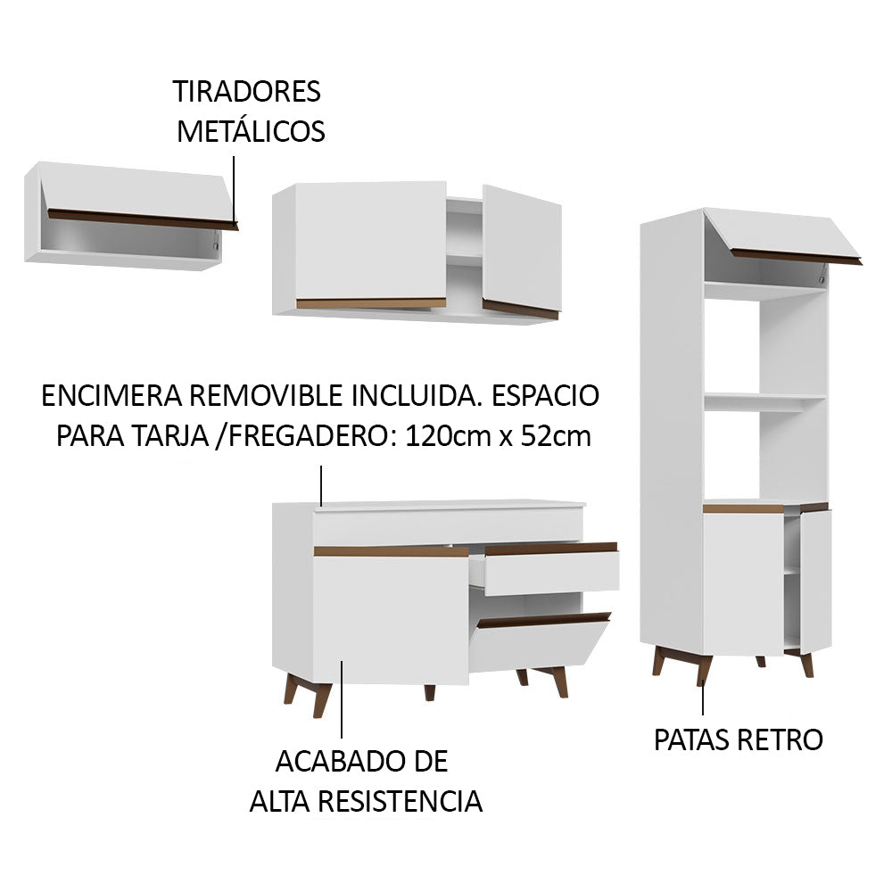 Cocina Integral Reims 2.60 m con Encimera Blanco 08