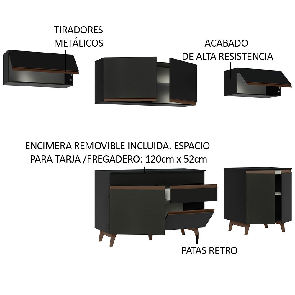 Cocina Integral Reims 2.60 m con Encimera Negro 10