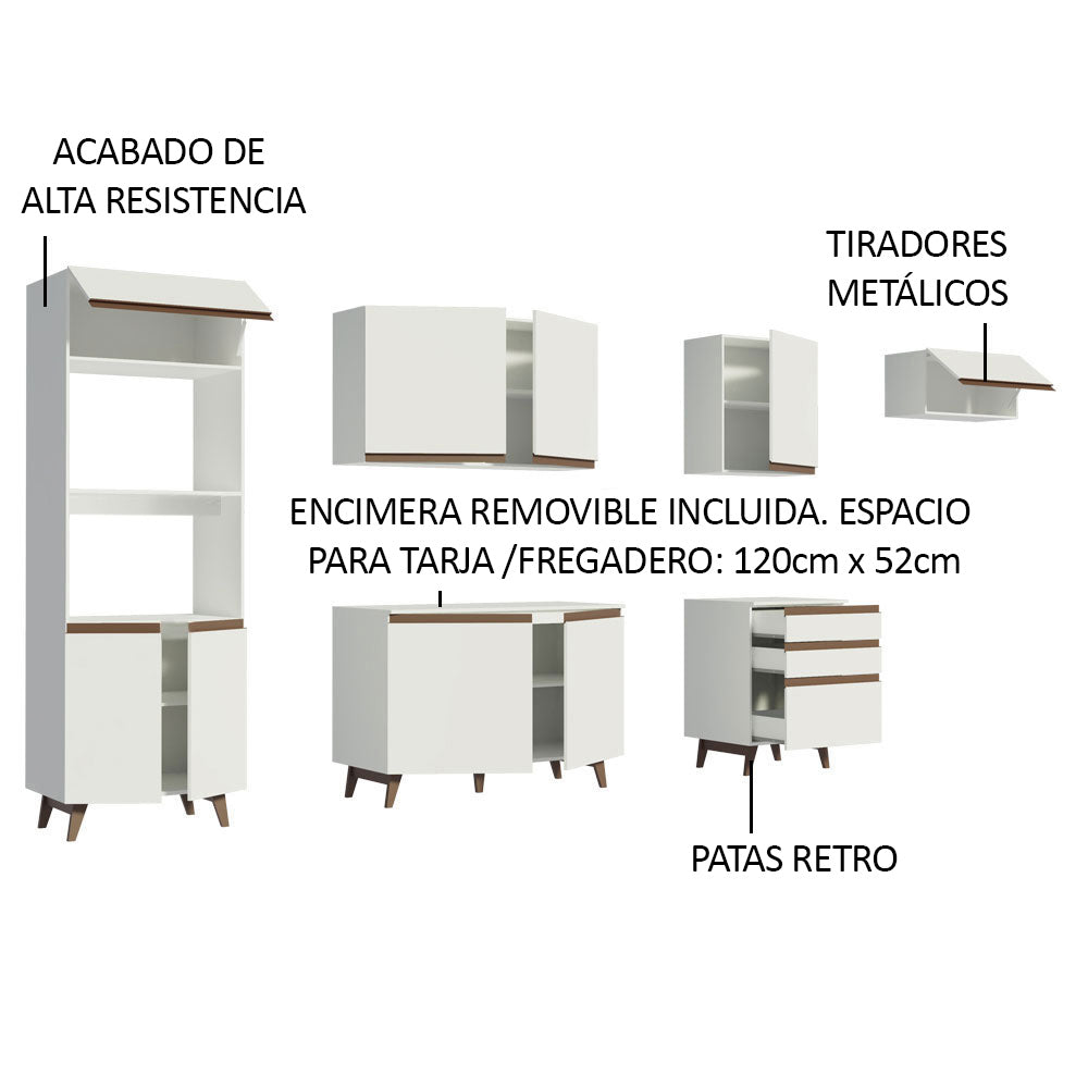Cocina Integral Reims 3.20 m con Encimera Blanco 01