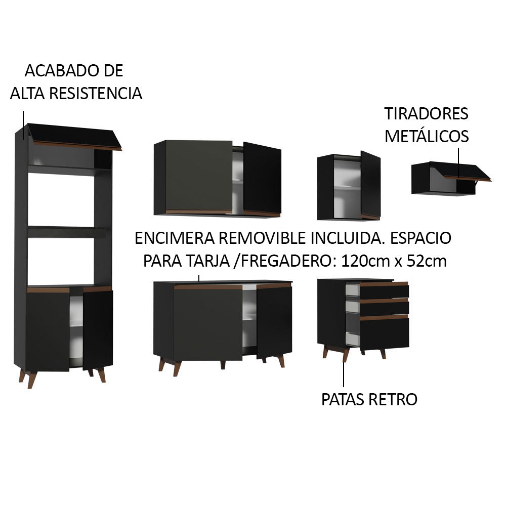 Cocina Integral Reims 3.20 m con Encimera Negro 01