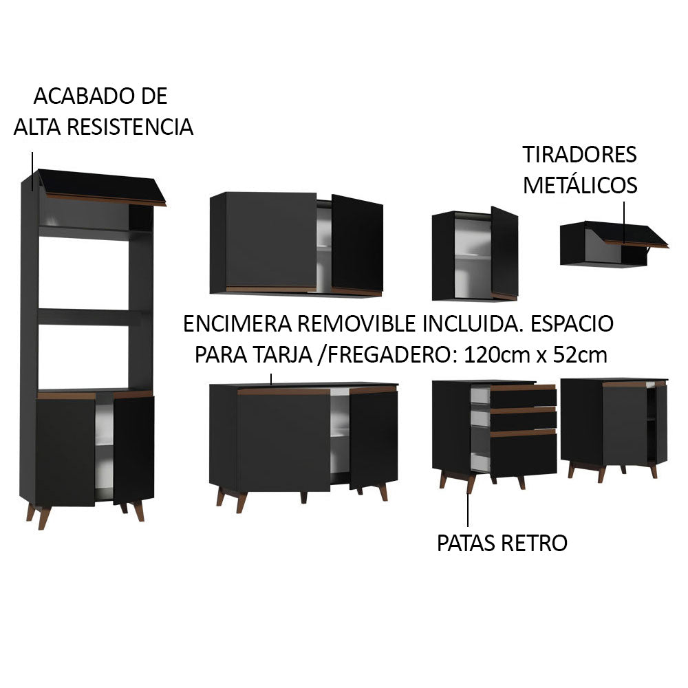 Cocina Integral Reims 3.20 m con Encimera Negro 02