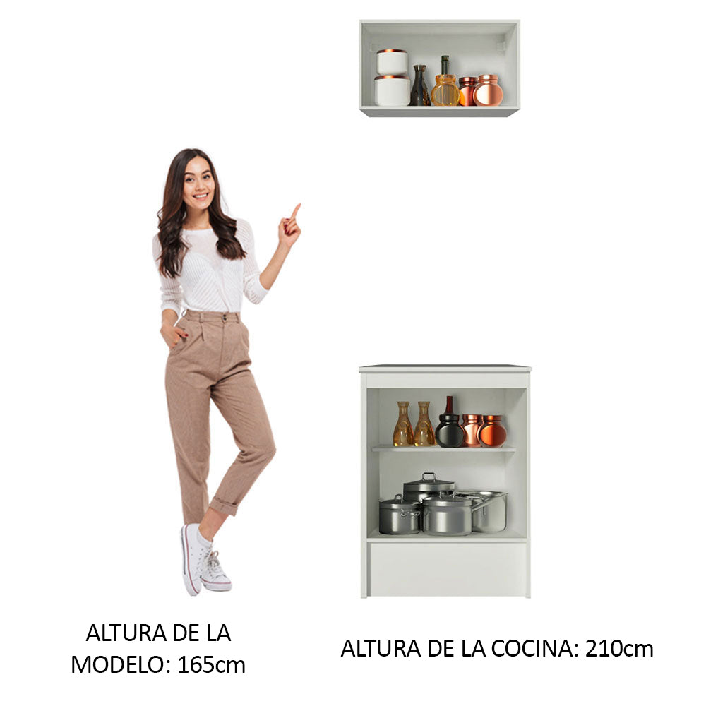 Kit Mueble de Cocina Superior y Mueble Bajo Topazio 60 cm Blanco Madesa