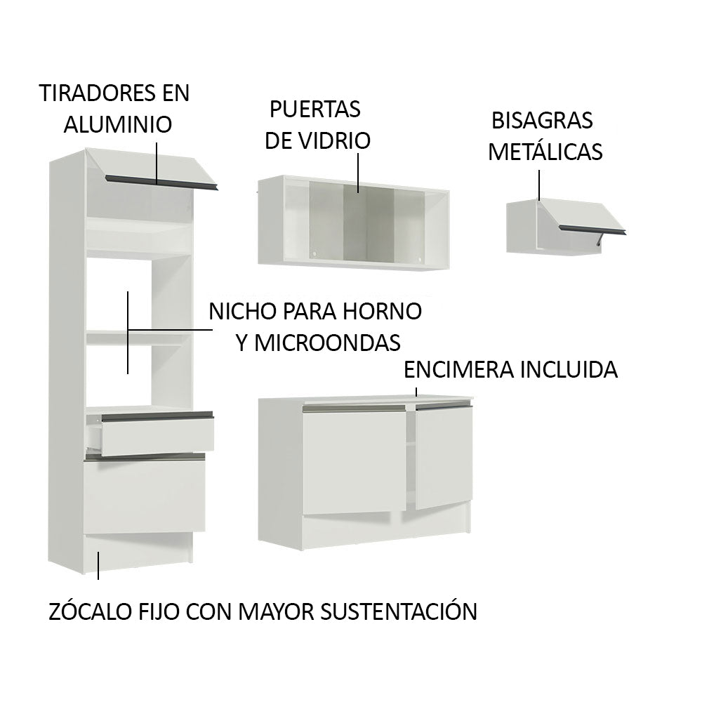 Cocina Integral Topazio 2.40 m con Encimera Blanco 01