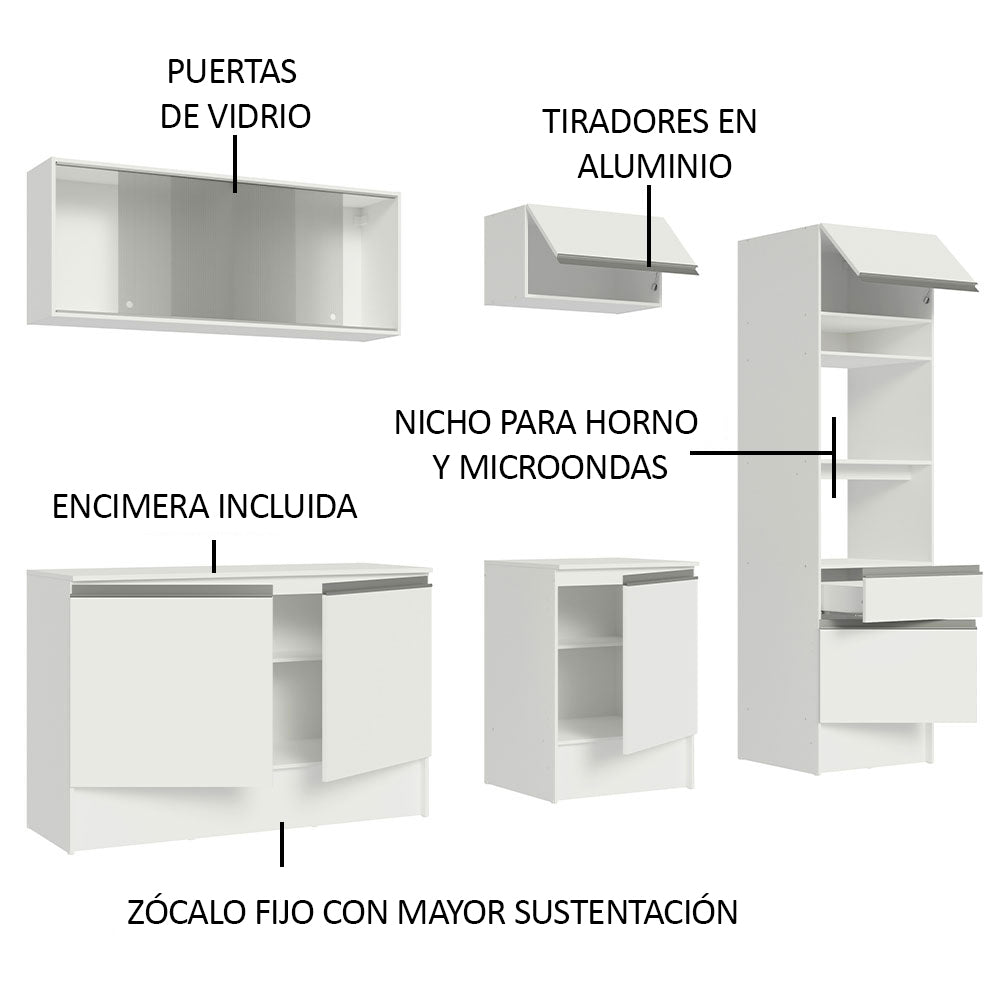 Cocina Integral Topazio 2.40 Metros con Encimera Blanco 05