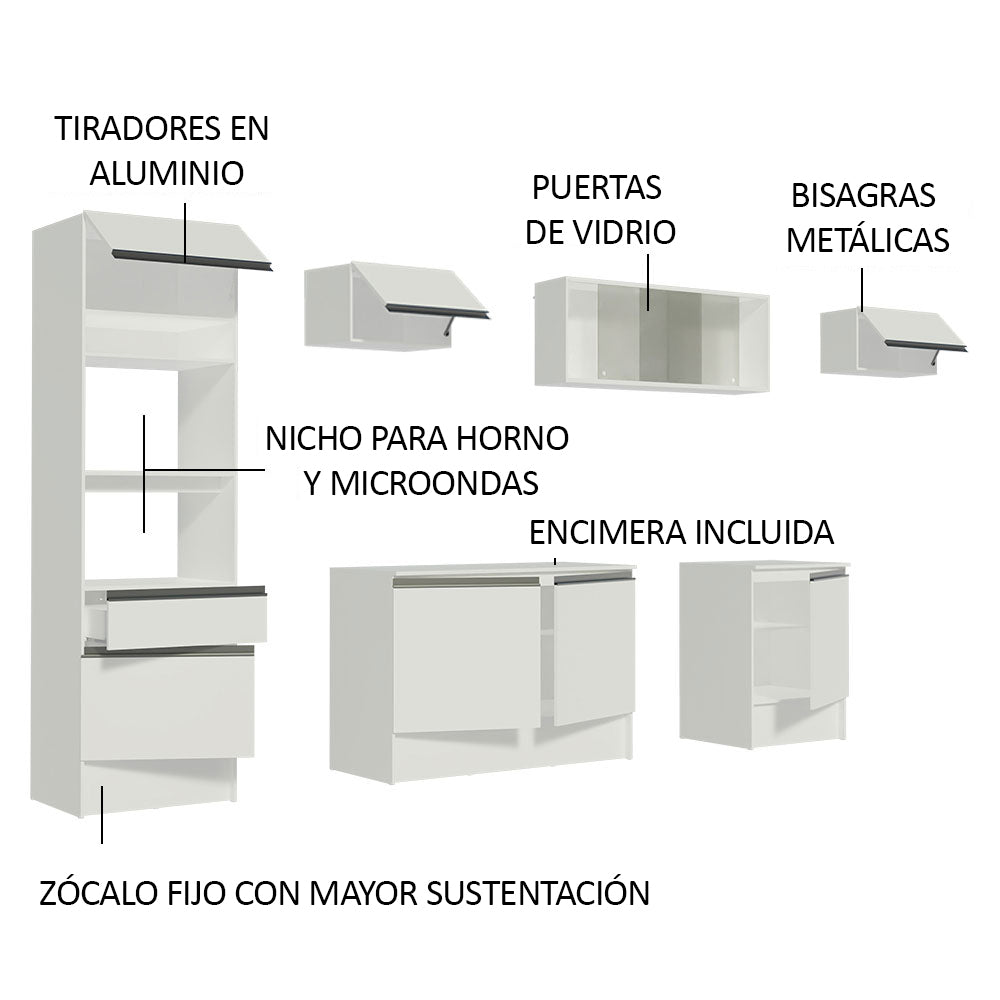 Cocina Integral Topazio 3.00 m con Encimera Blanco