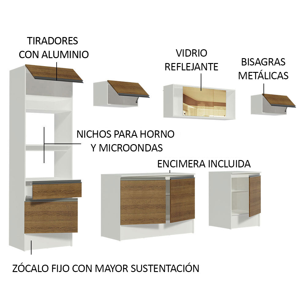 Cocina Integral Diamante 3.00 m con Encimera Blanco/Marrón