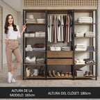 Clóset Modulado Abierto Valencia 180 cm x 188 cm x 45 cm Marrón/Negro 01