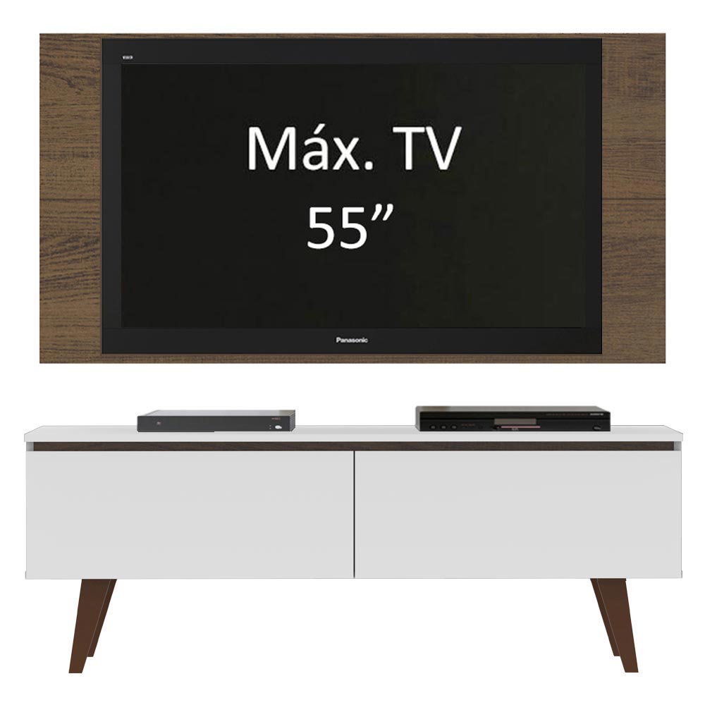 Centro de Entretenimiento para TV Le Mans Mesa y Panel Hasta 55 Pulgadas Blanco/Marrón