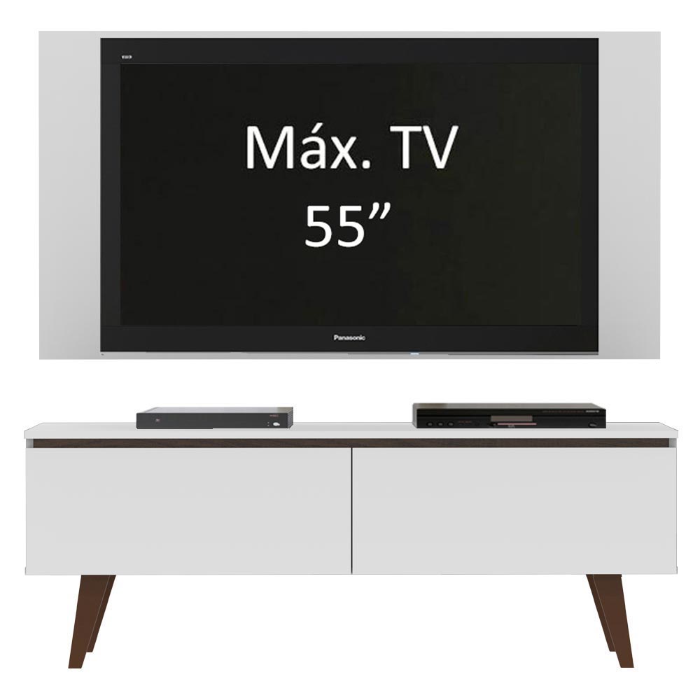 Centro de Entretenimiento para TV Le Mans Mesa y Panel Hasta 55 Pulgadas Blanco