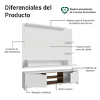 Centro de Entretenimiento para TV Metz Mesa y Panel Hasta 60 Pulgadas Blanco