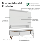 Centro de Entretenimiento para TV Reims Mesa y Panel Hasta 60 Pulgadas Blanco